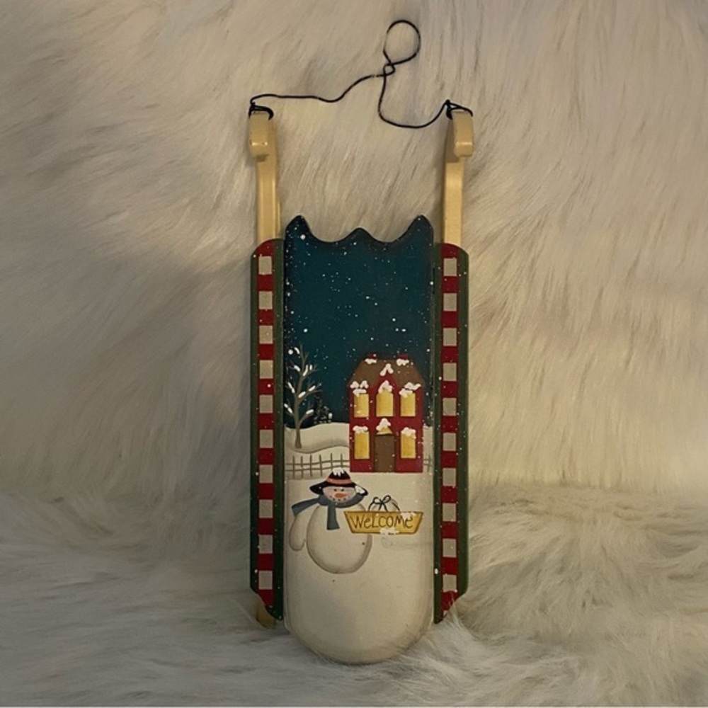 Christmas Holiday Welcome Sled Wall Tree Decoration